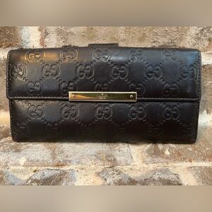 Gucci Guccissima Leather Long Wallet | Black